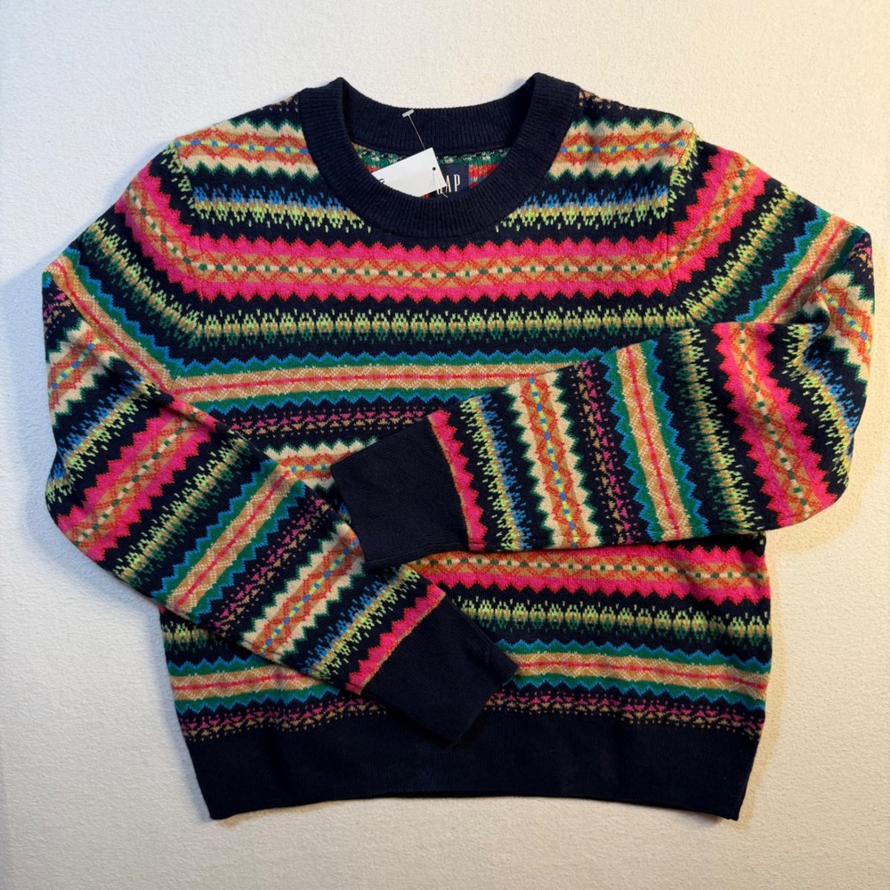 Gap Cash Like Fair Isle Sweater Womens Medium NWT Multicolor Crewneck 479277